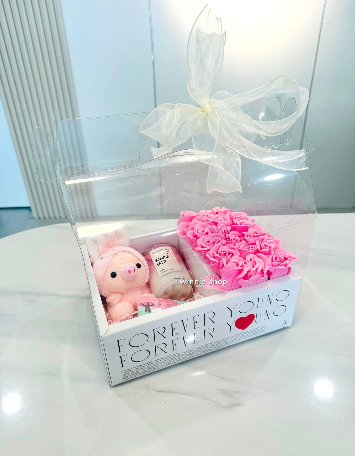 FW | Pig candle rose clear box