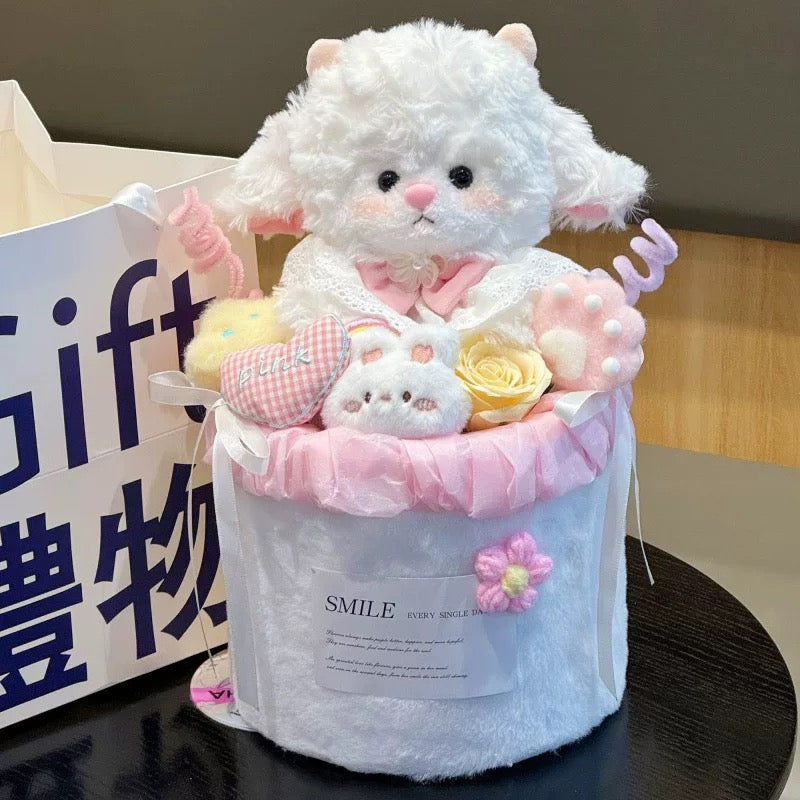 FW | White sheep flower bucket