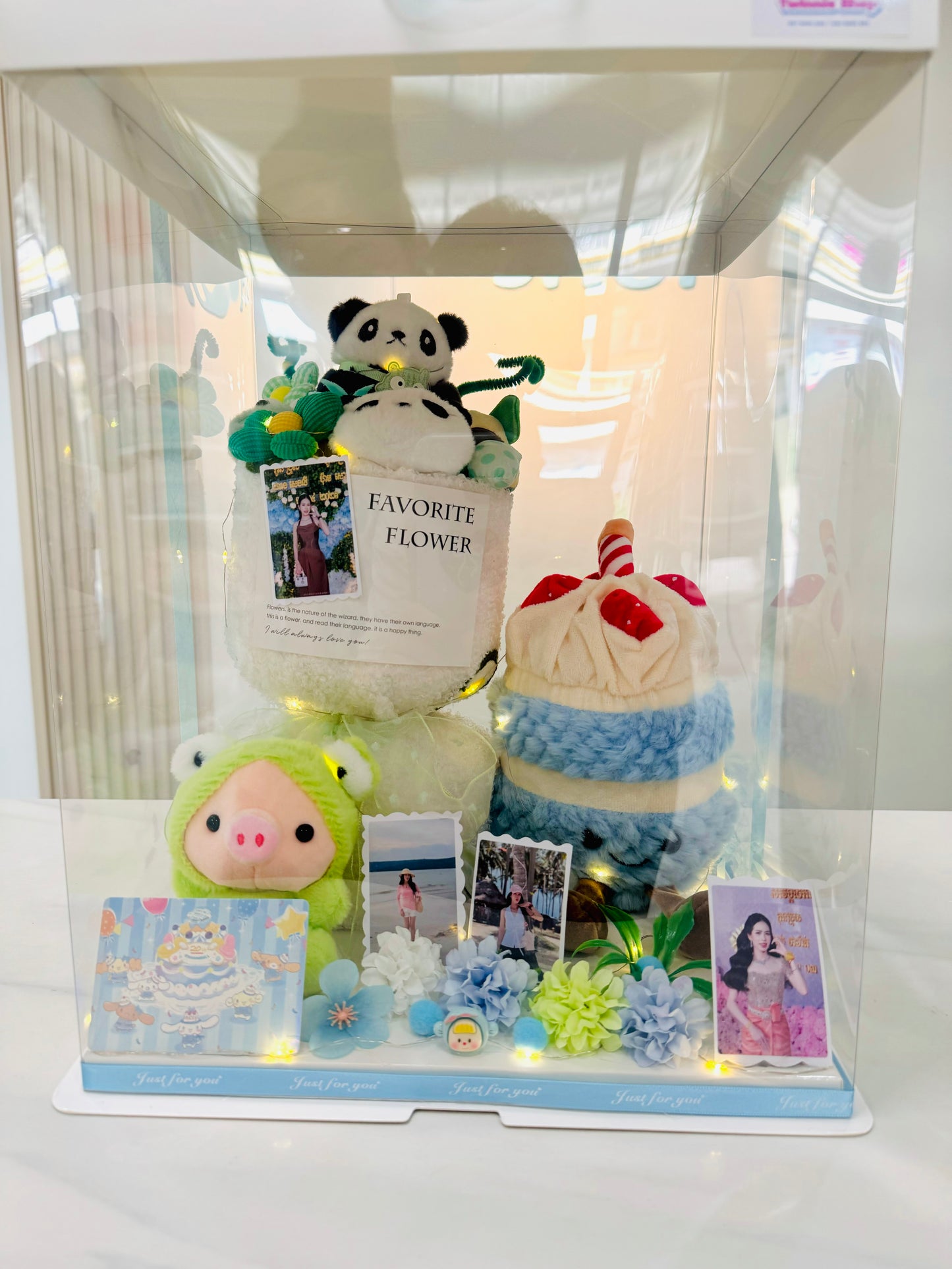 FWB | Green blue teddy flower set