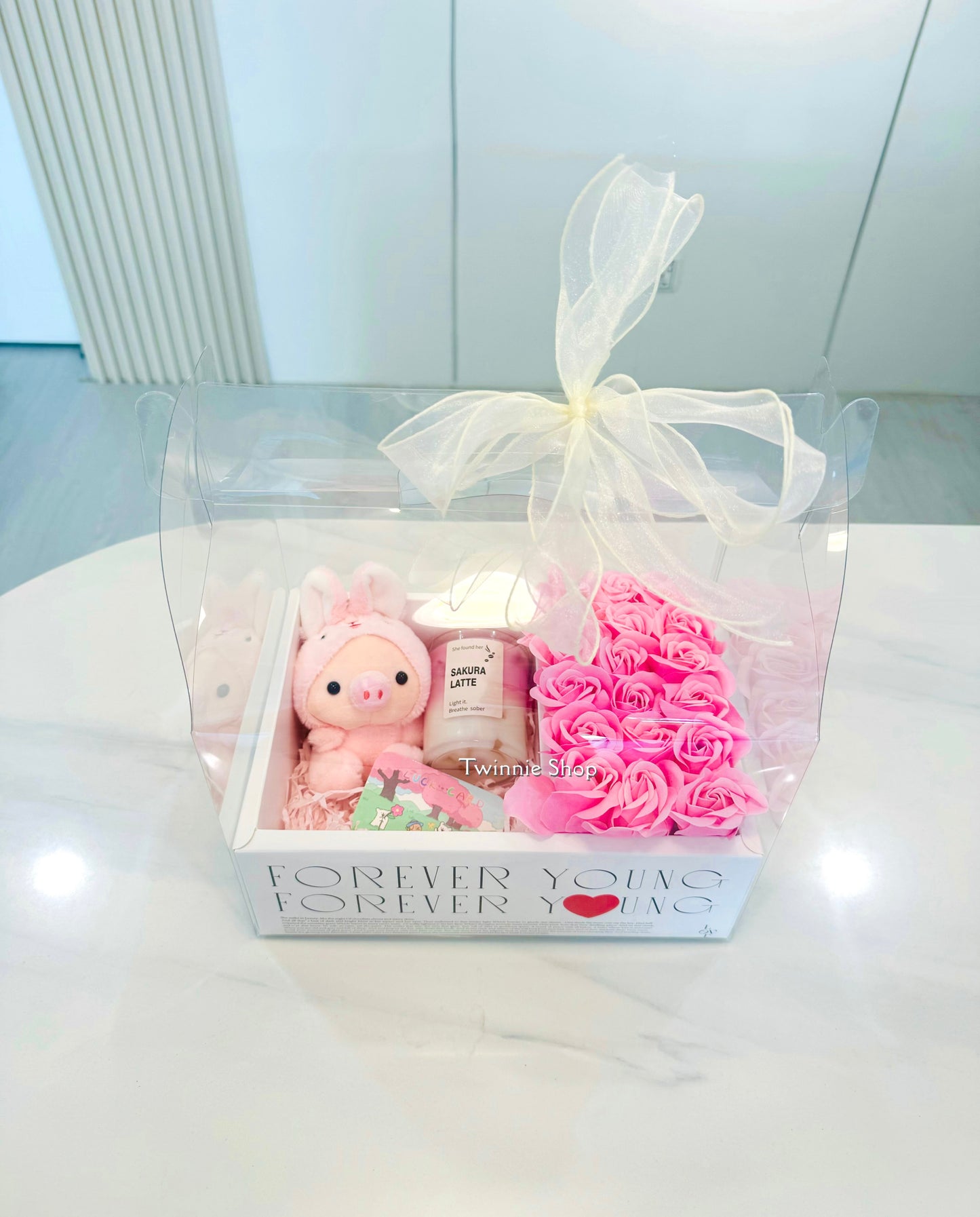 FW | Pig candle rose clear box