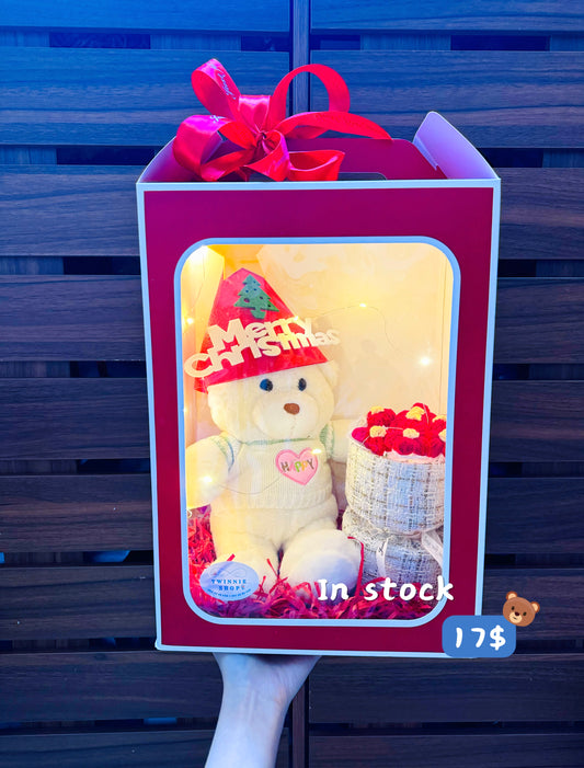 Xmas | White bear flower bunch bag