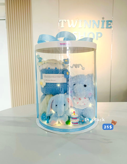 FWB | Elephant blue flower set