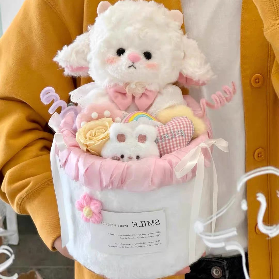 FW | White sheep flower bucket