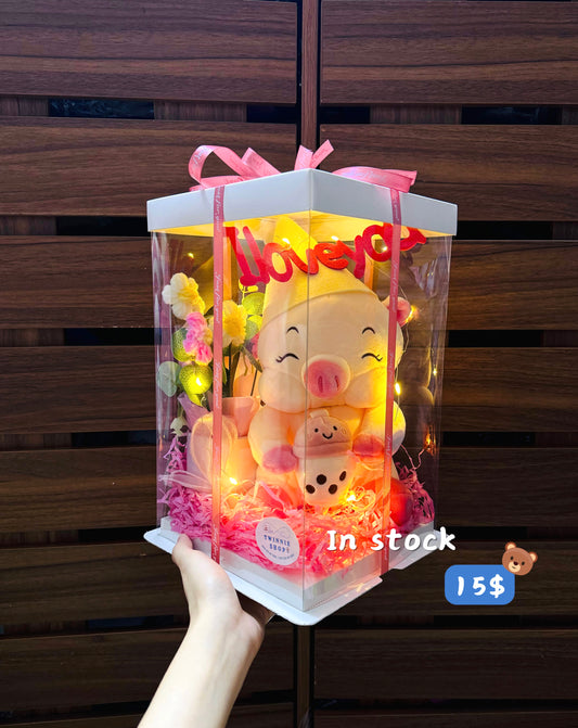 ILY | Milk tea piggy I love you set