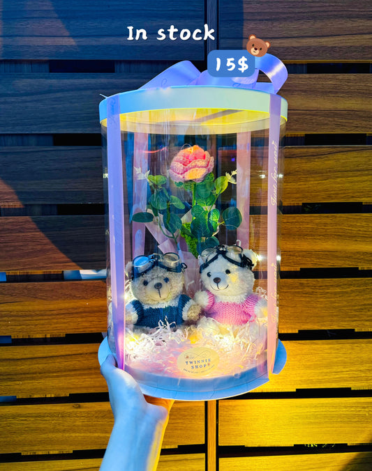 KCB | Couple bear keychain rose set