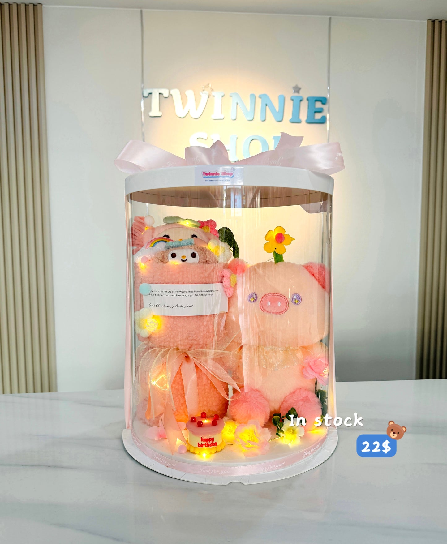 FWB | Pink piggy flower set
