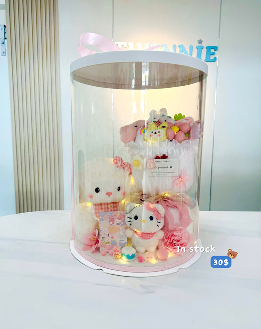 FWB | White pink teddy flower set