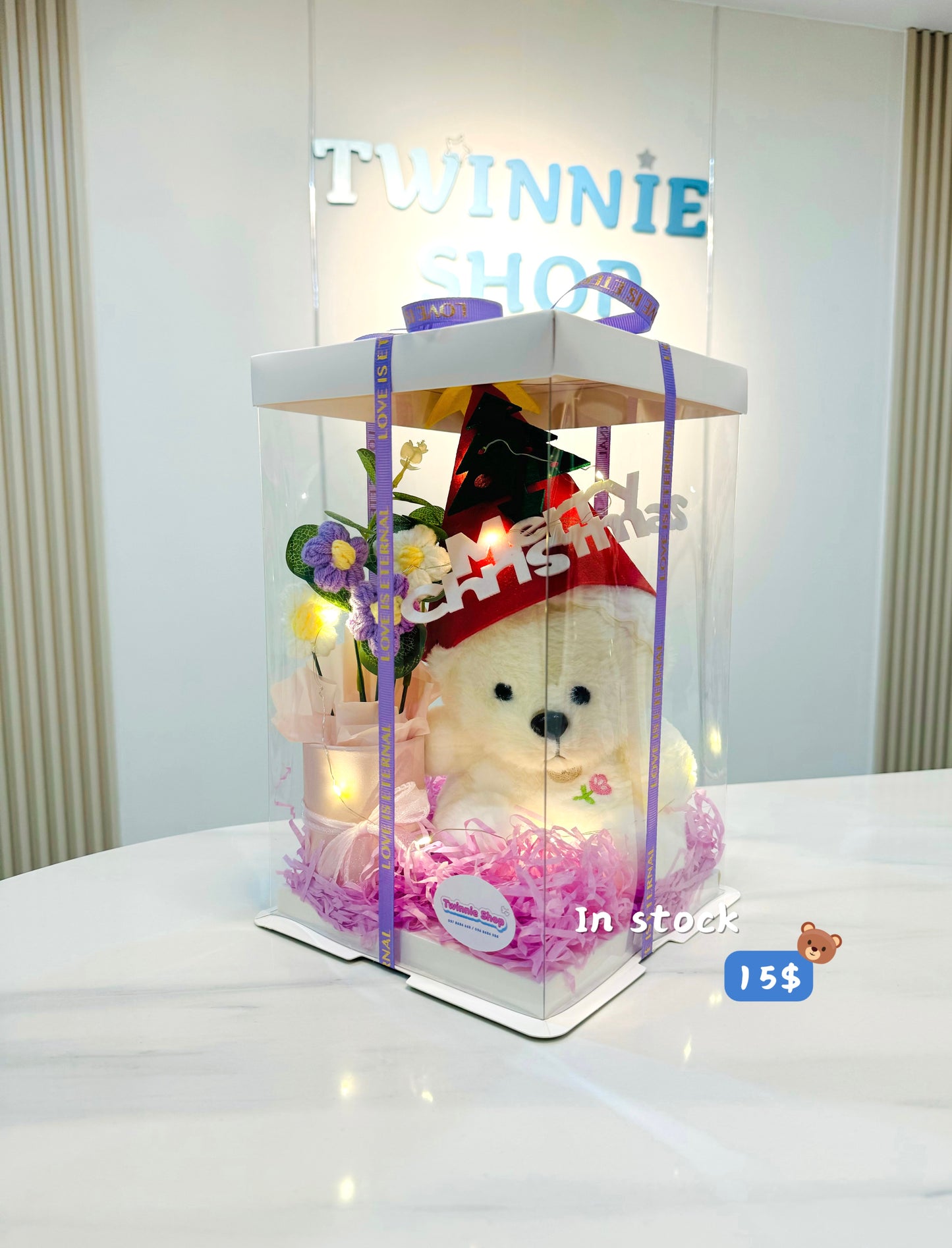 Xmas | White bear flower gift box