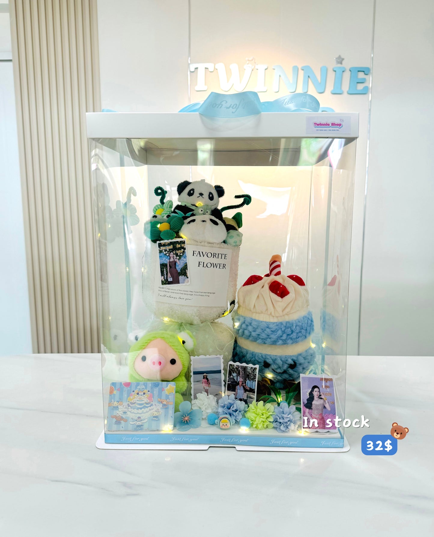 FWB | Green blue teddy flower set