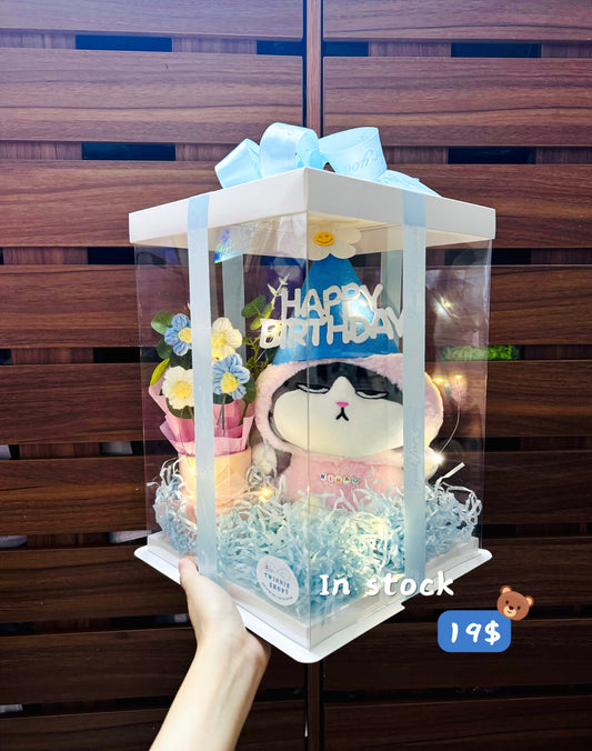 BD16 | cat birthday flower set