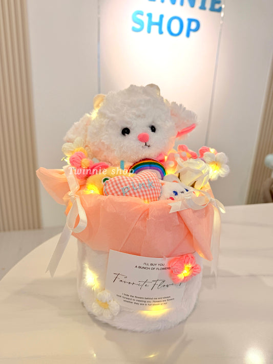 FW | White sheep flower bucket
