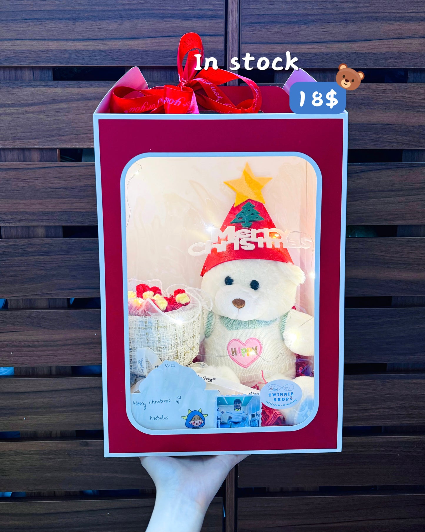 Xmas | White bear flower bunch bag