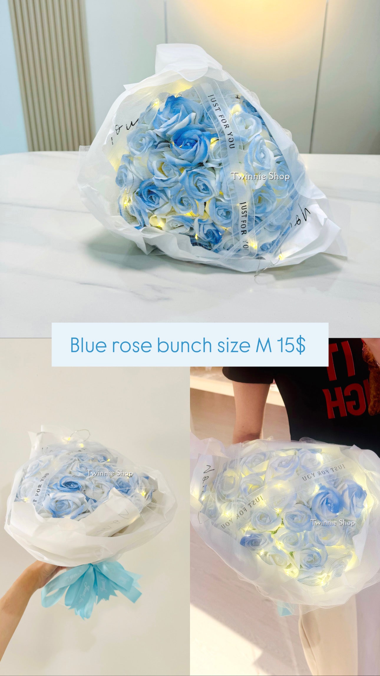 FW | Blue rose flower bunch