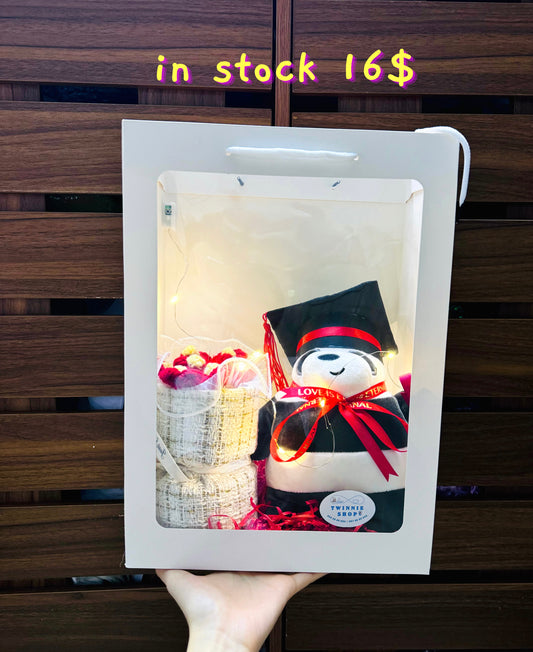 GRA | Panda graduate flower gift bag