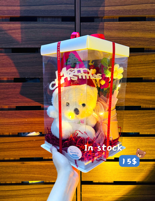 Xmas | White bear flower gift box