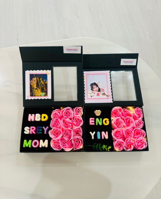 FWB | Pink rose phot name gift box