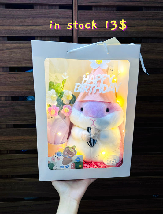 BD16 | Hamster birthday flower gift set