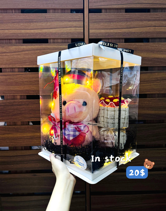 GRA | pig graduate flower bunch gift box