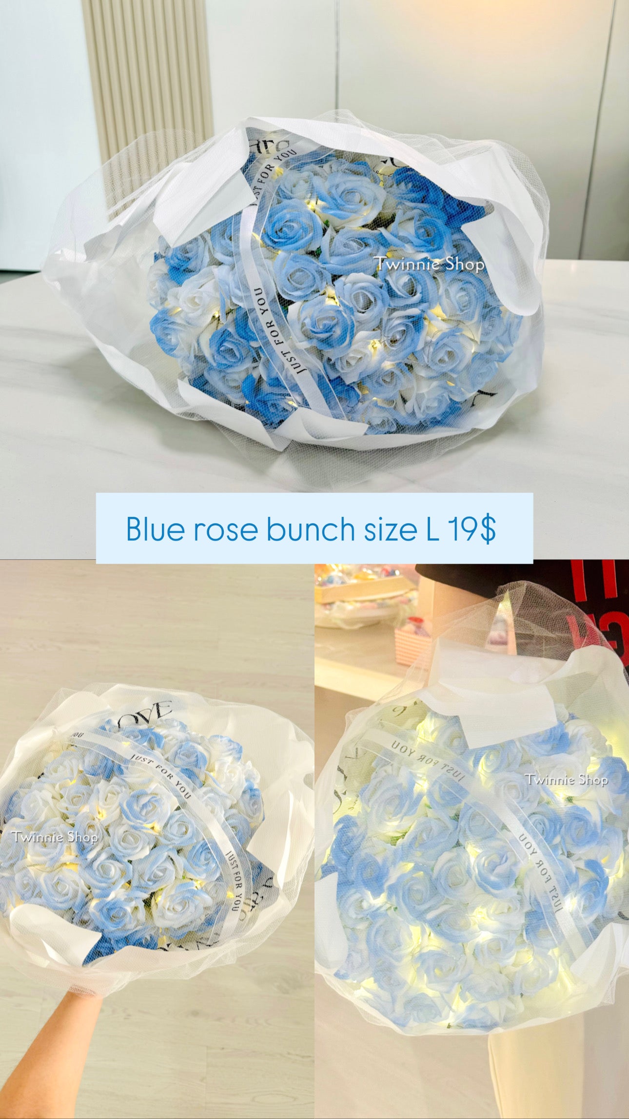 FW | Blue rose flower bunch