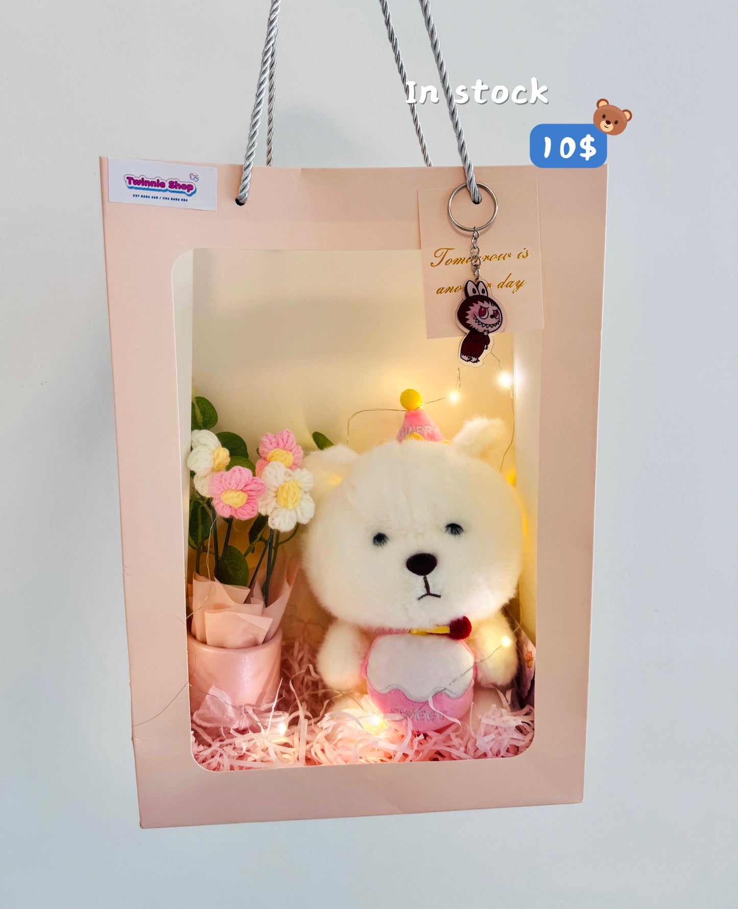 SRBFW | Birthday bear flower bag