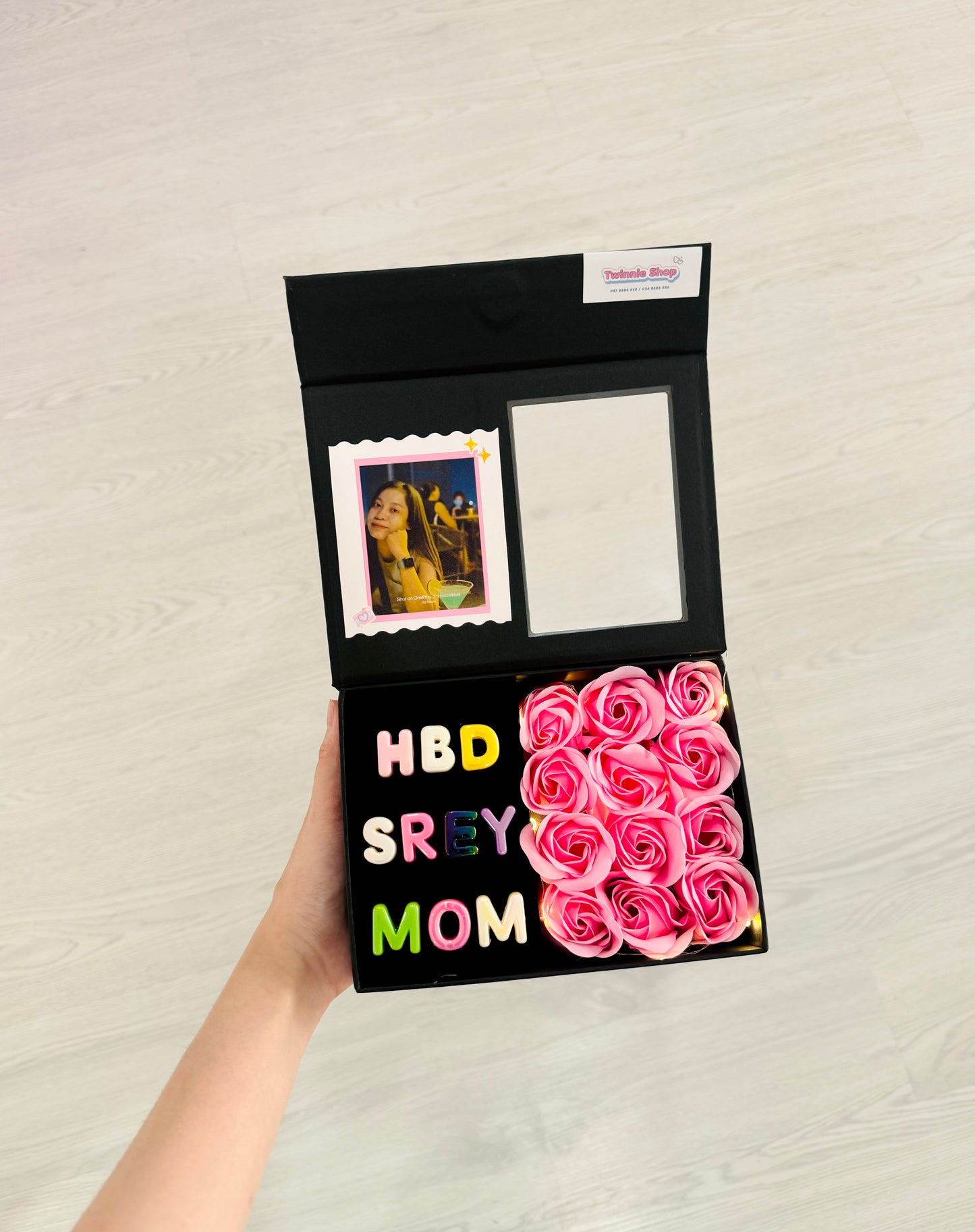 FWB | Pink rose phot name gift box
