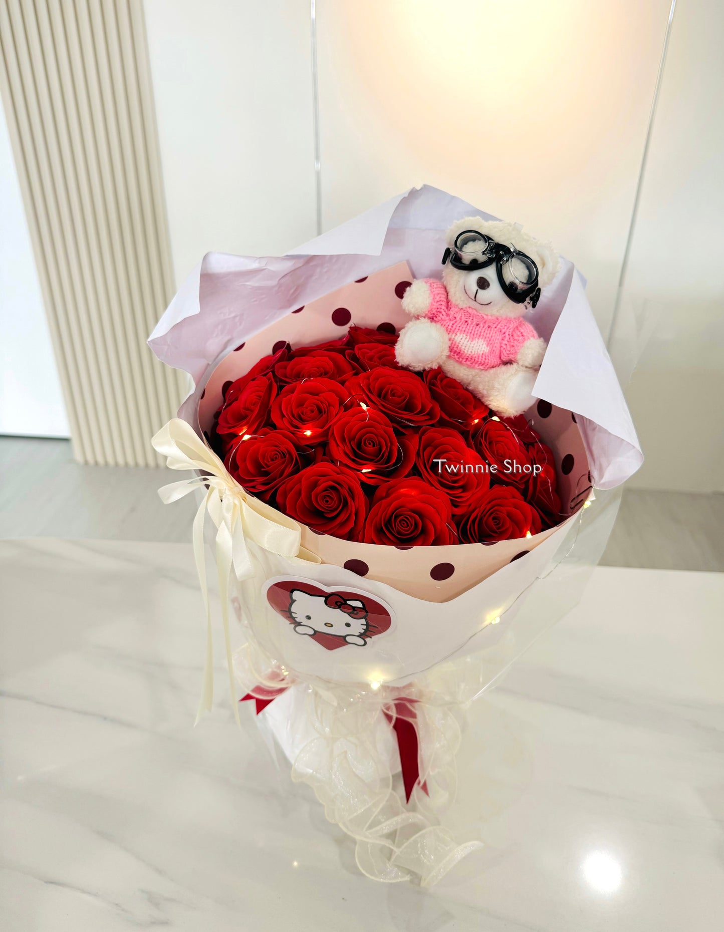 FW | Red rose kitty flower bunch