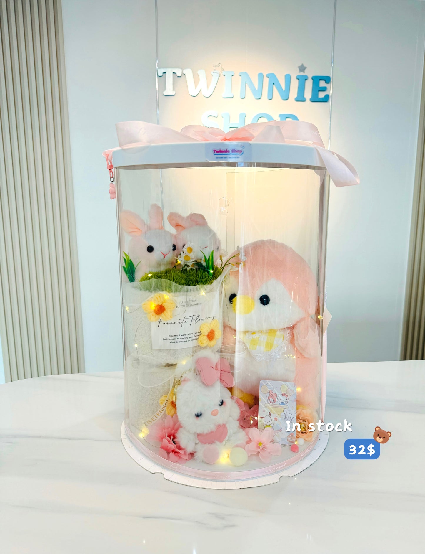 FWB | Penguin bunny pink set