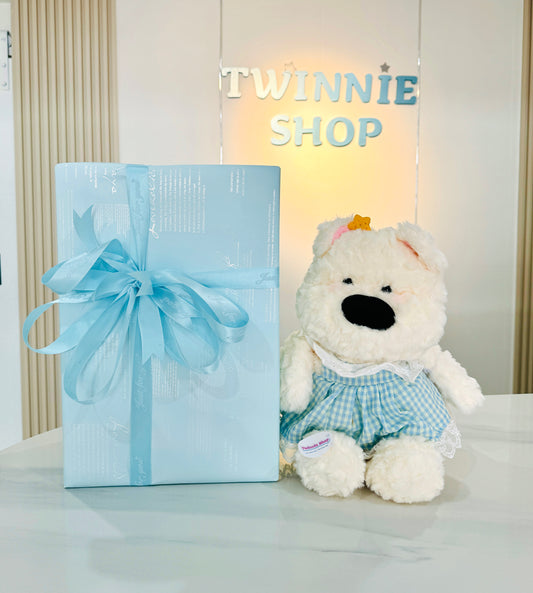 GW | Blue puppy gift wrapping
