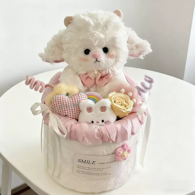 FW | White sheep flower bucket