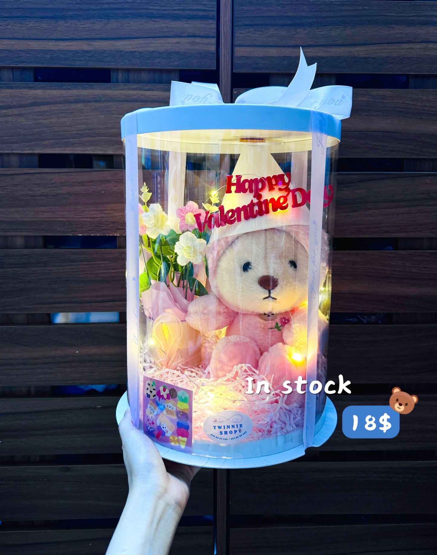 VLT | Pink bear flower valentine set