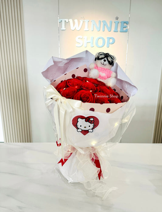 FW | Red rose kitty flower bunch