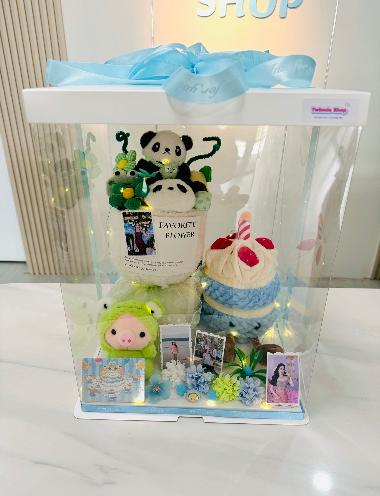 FWB | Green blue teddy flower set